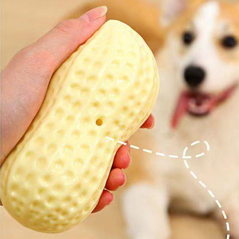 Dog Chewing Toy Simulation Peanut Squeaking Plaything Grinding Teeth Cleaning Anti Bite Rubber Cat Pet Toy Interactive Chew