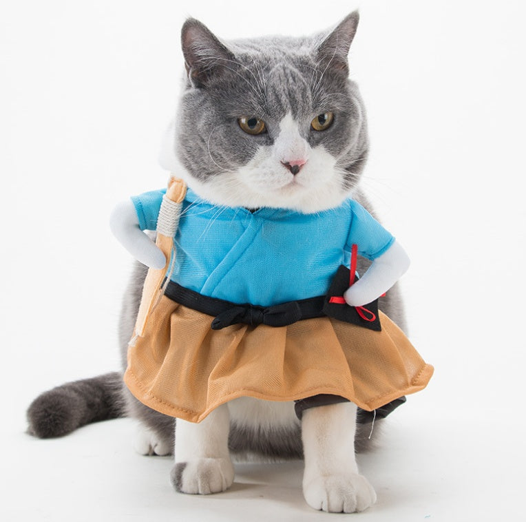 Funny Cat Costume Uniform Suit Cat Clothes Costume Puppy Clothes Dress Up Costume Party Clothing For Cat Cosplay Clothes