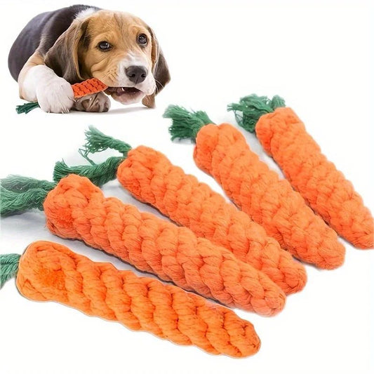 Pet Chew Toy With Carrot Cotton Rope For Small Dogs - Durable Knot Toy, Interactive Game For Dog And Cat Teeth Cleaning