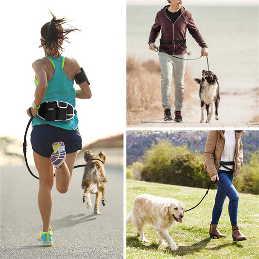 Dog Training Leash Waist Bag Hands-Free Outdoor Pet Running Walking Leash Portable Dog Food Water Cup Storage Bags