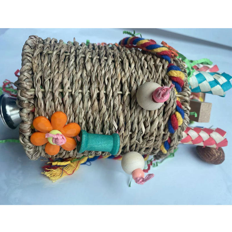 Large Parrot Halloween Shaped Chew Nut Colored Paper Grass Woven Puzzle Bird Toy