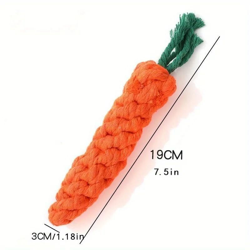 Pet Chew Toy With Carrot Cotton Rope For Small Dogs - Durable Knot Toy, Interactive Game For Dog And Cat Teeth Cleaning