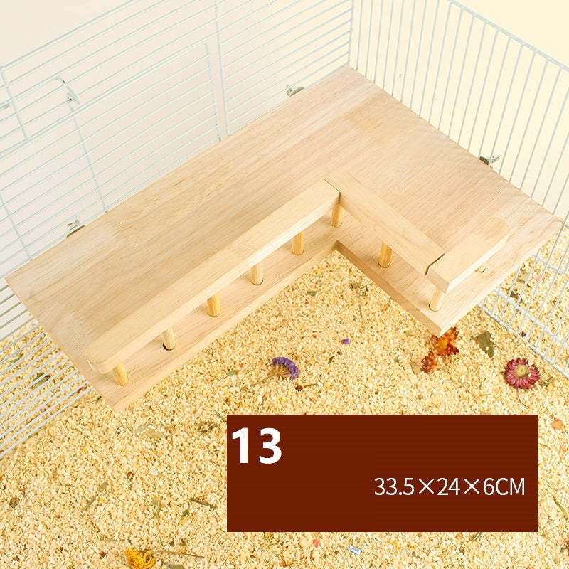 Hamster Natural Wooden Fence Landscaping Platform Swing Toy