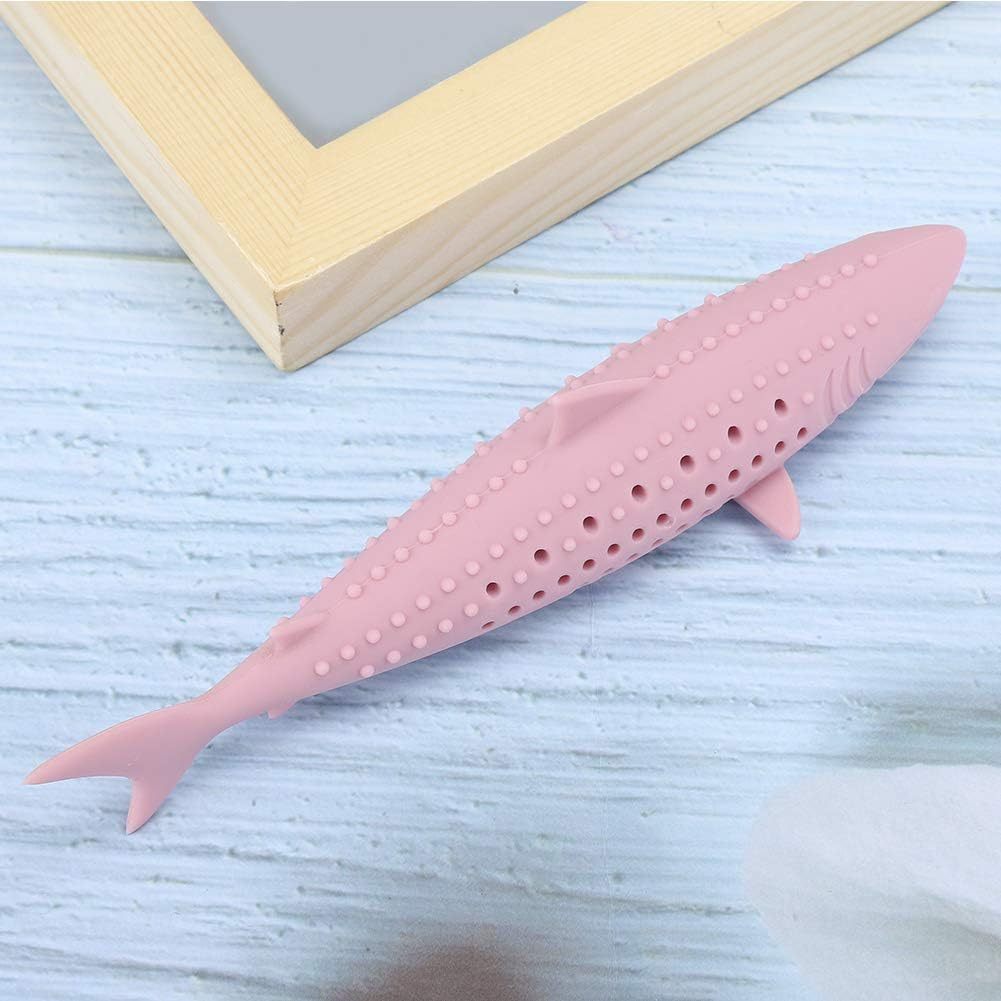 Interactive Cat Fish Shape Chew Toy Silicone Pet Cat Catnip Molar Teeth Cleaning Simulation Fish Shape Training Interactive Toy