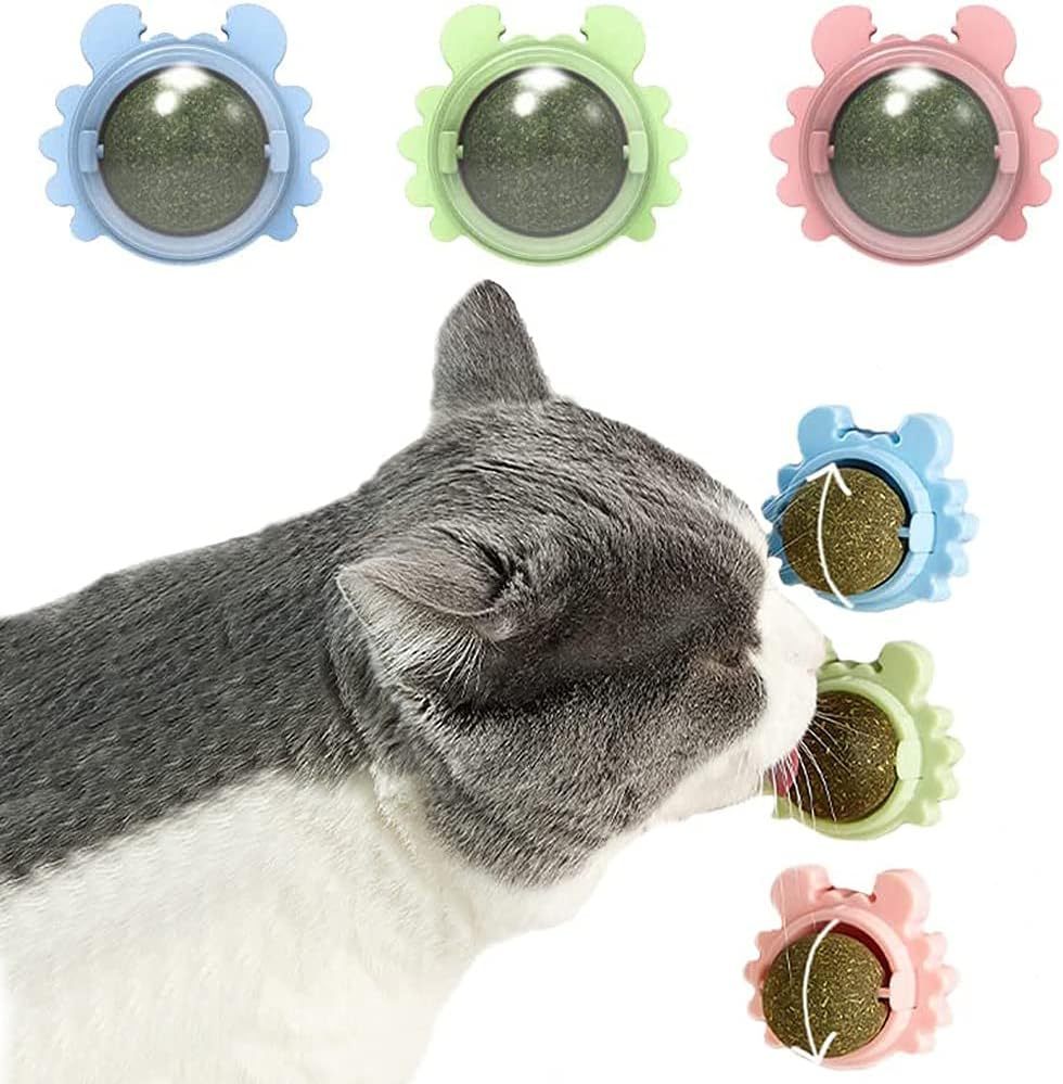 Catnip Wall Ball Piece Cat Toys Edible Cat Licking Toy Cat Chew Toy Teeth Cleaning Cat Bite Toy  Rotatable Indoor Cat Toy Cat Wall Decoration