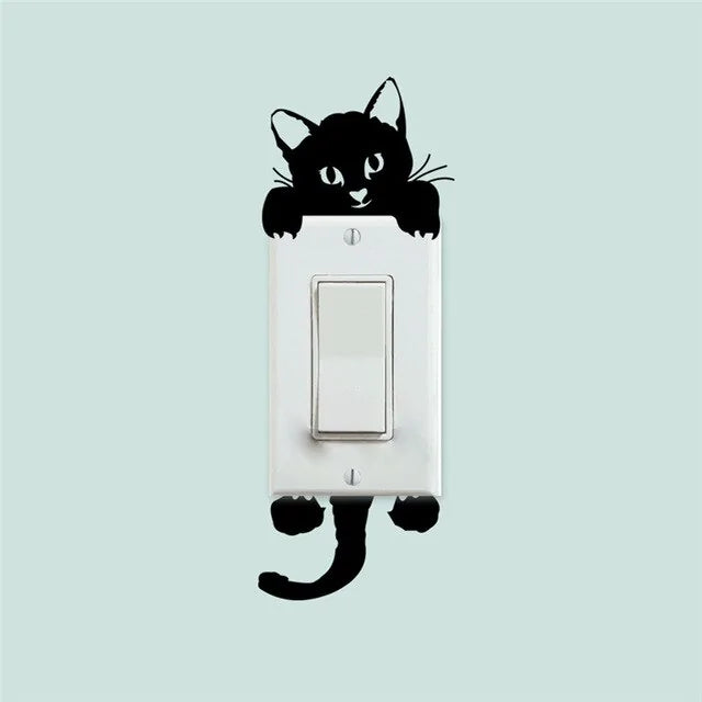 3D Effect Cats Toilet Switch Toilet Door Sticker