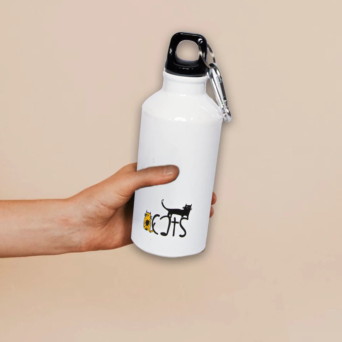 Biggdesign Cats Aluminum Flask with Carabiner 400 ml