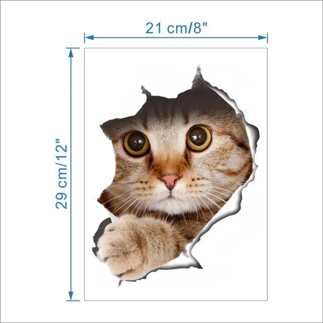 3D Effect Cats Toilet Switch Toilet Door Sticker