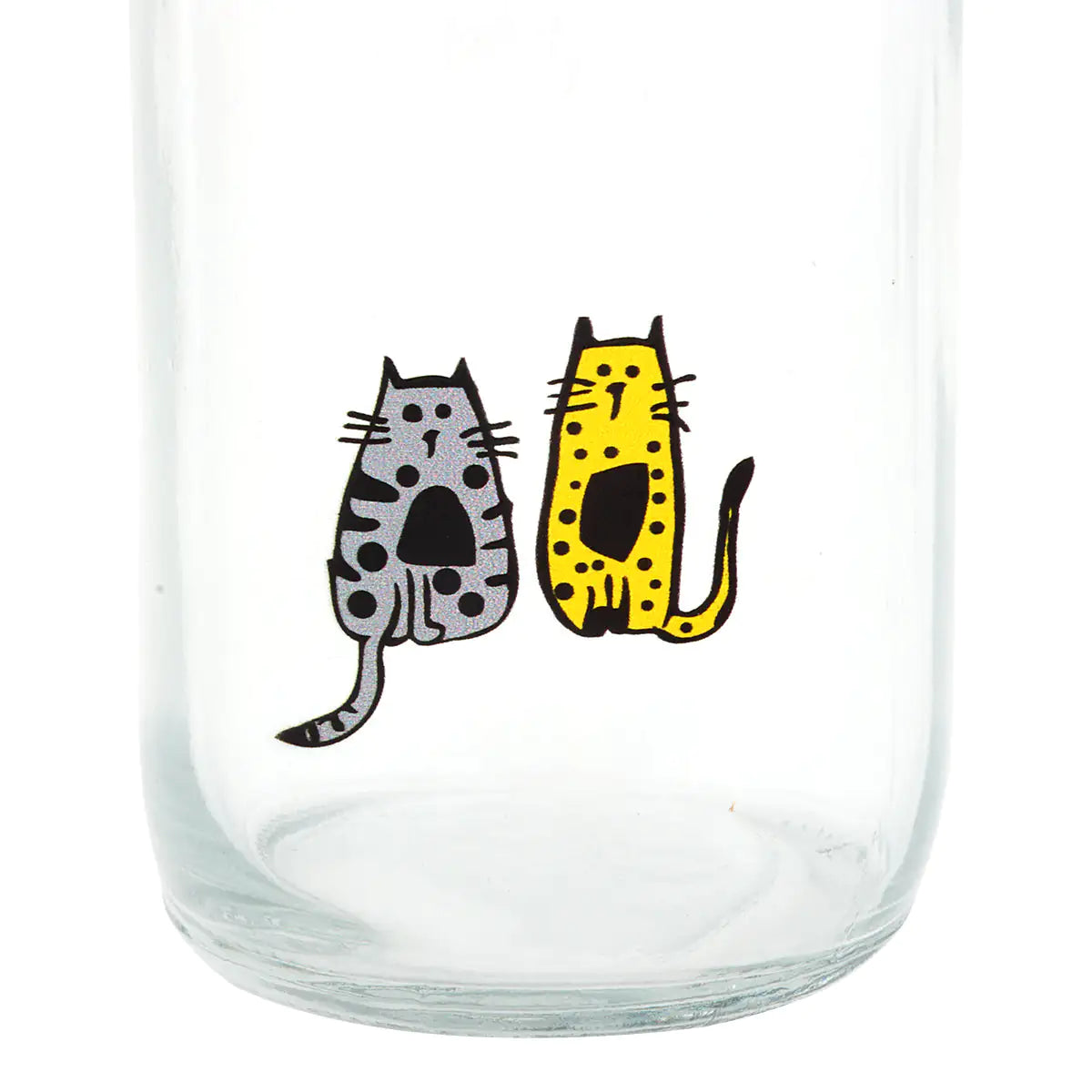 Biggdesign Cats Lemonade Glass Bottle 320 ml Yellow