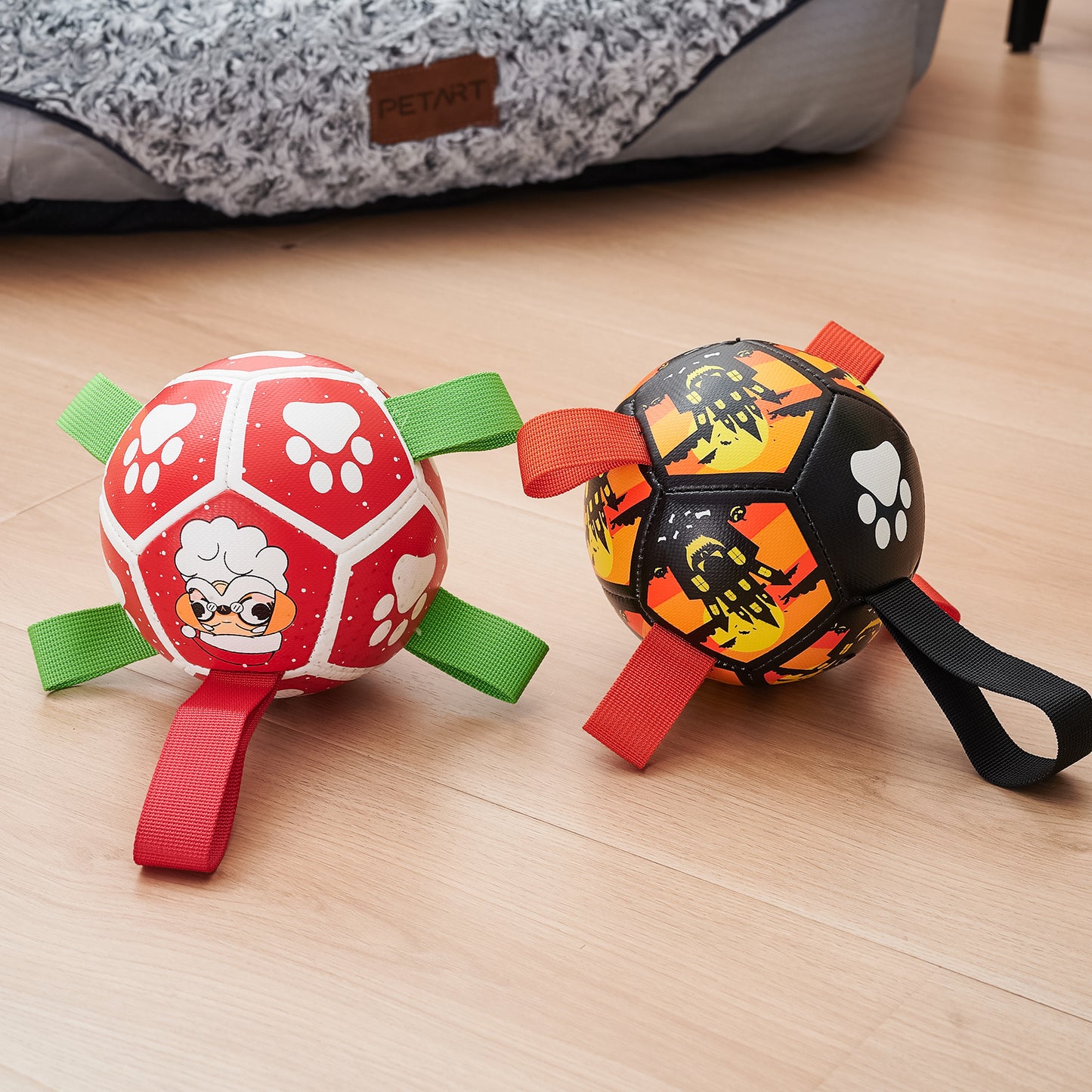 Dog Soccer Balls Toy With Sraps Halloween Christmas Gift For Pets Puppy Birthday Toy Interactive Toys For Tug Of War Water Toys