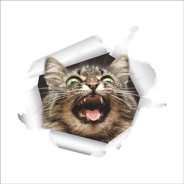 3D Effect Cats Toilet Switch Toilet Door Sticker