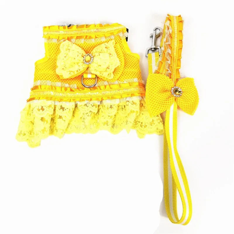 Princess Dog Dress Set with Harness and Leash - Perfect for Small Dogs