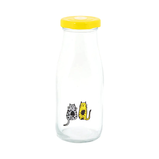 Biggdesign Cats Lemonade Glass Bottle 320 ml Yellow