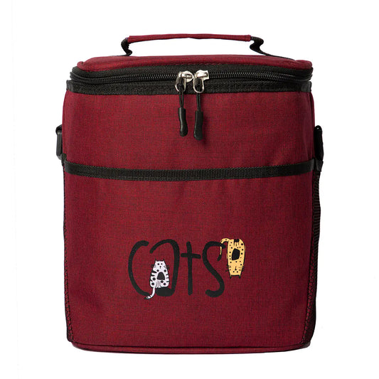 Biggdesign Cats Insulated Lunch Bag, Claret Red