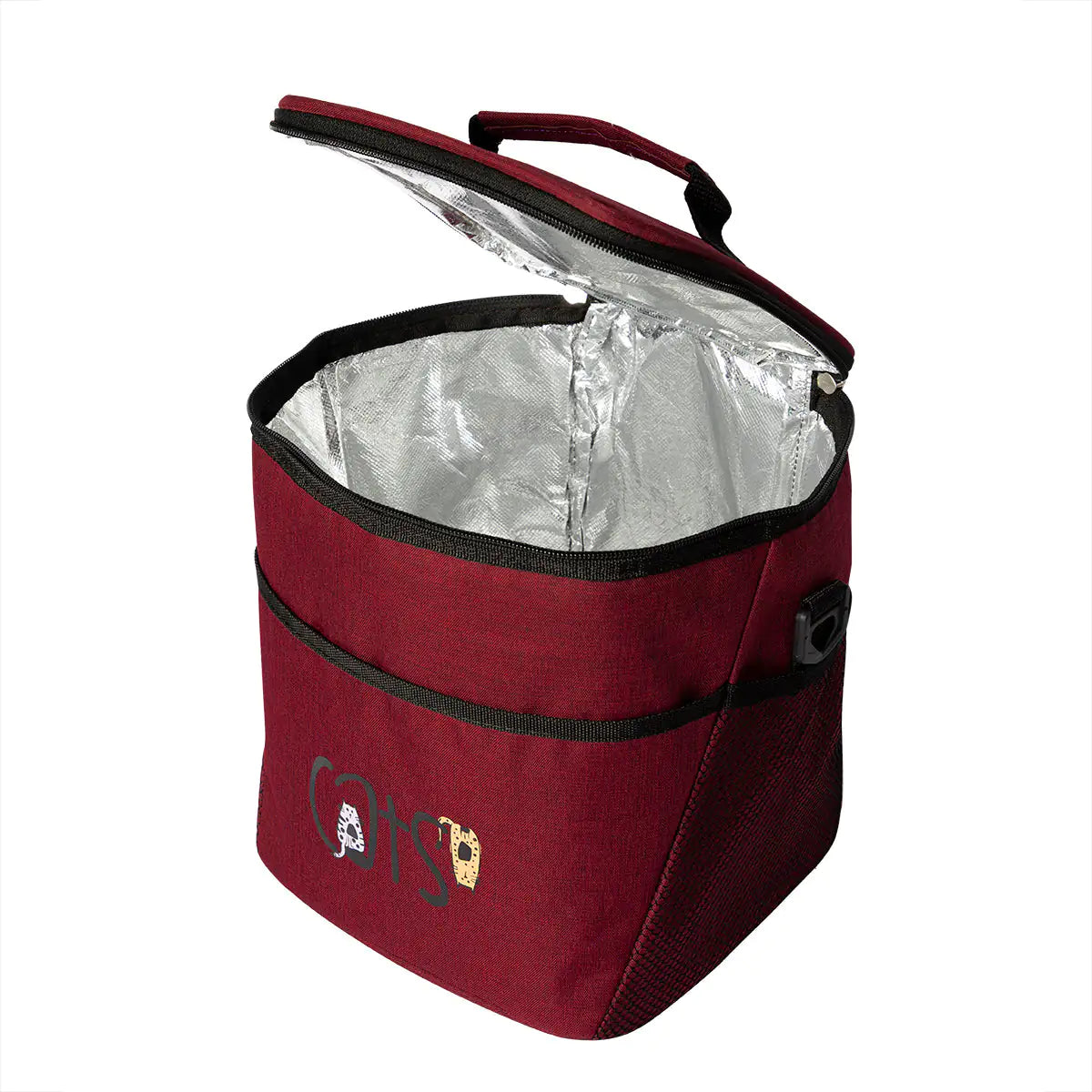 Biggdesign Cats Insulated Lunch Bag, Claret Red